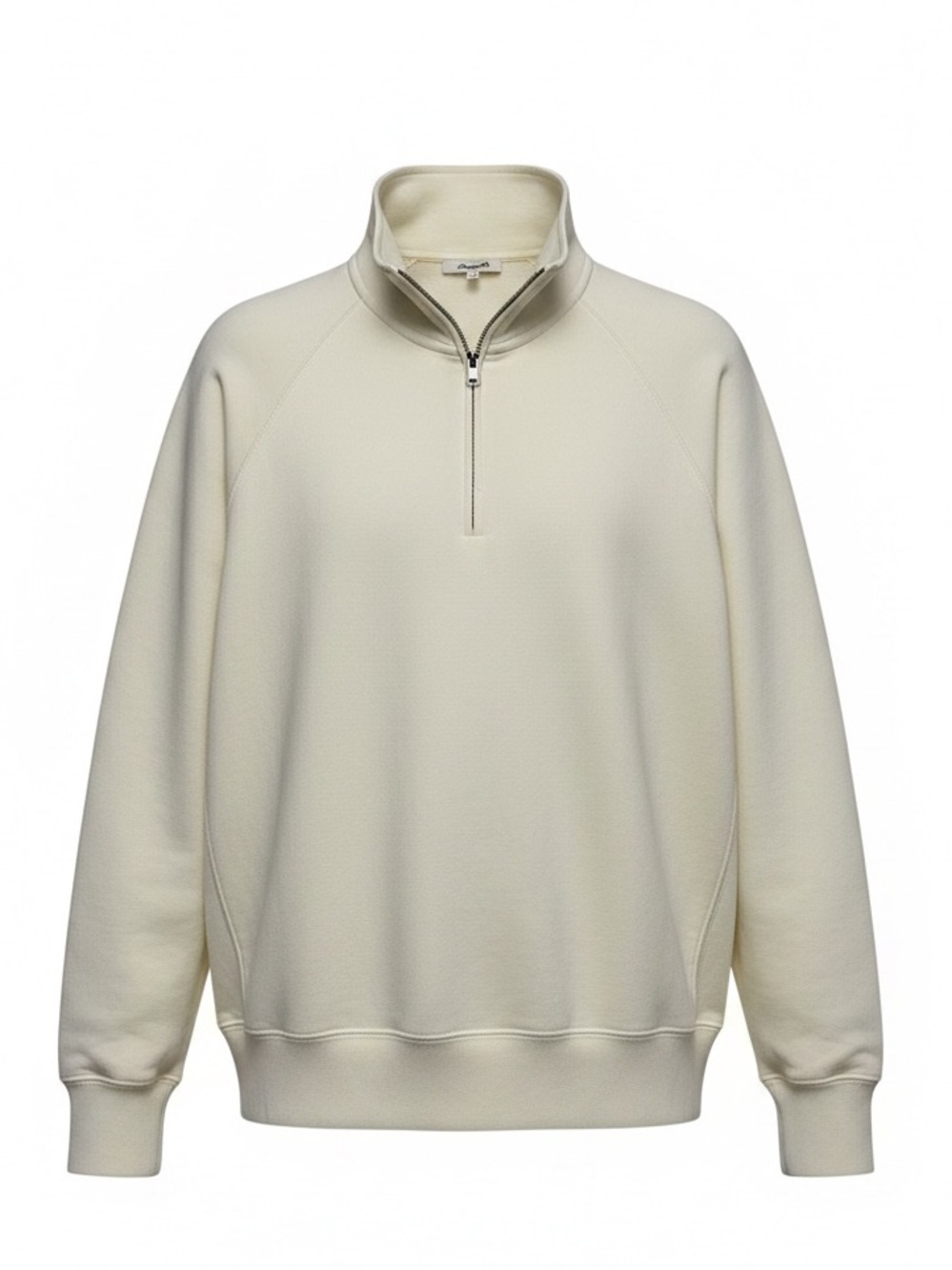 Madewell Men's Quarter-Zip Pullover Mockneck Terry Sweatshirt Cream Size Medium